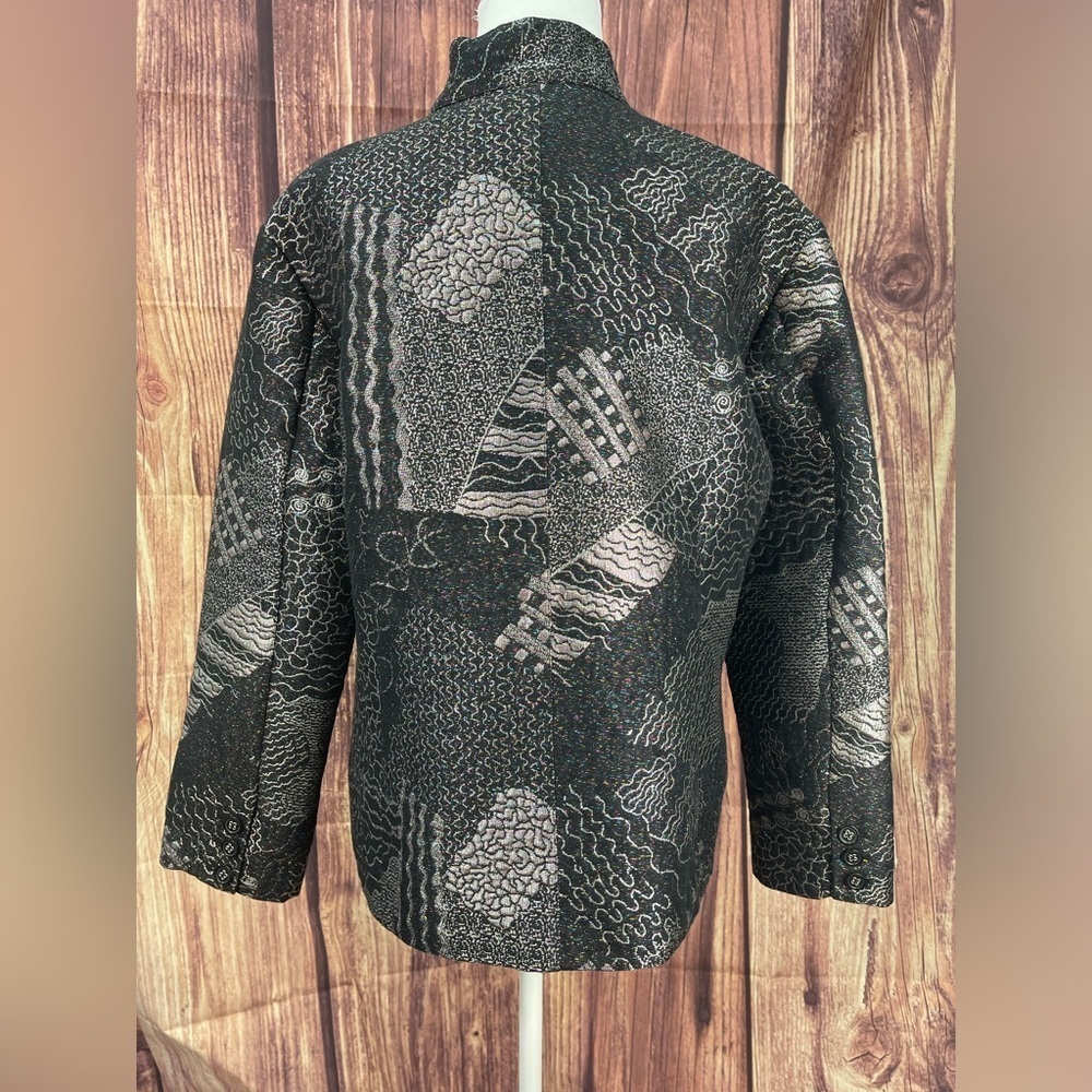 Chico’s beautiful black and rainbow metallic thread dressy blazer jacket size 2 - Picture 6 of 17